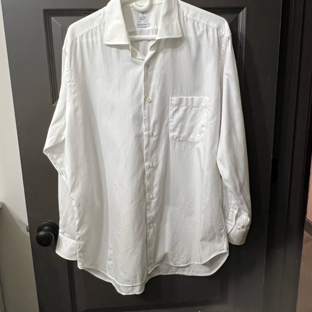 Men's Mastai Ferretti Italian White long sleeved Dress Shirt
